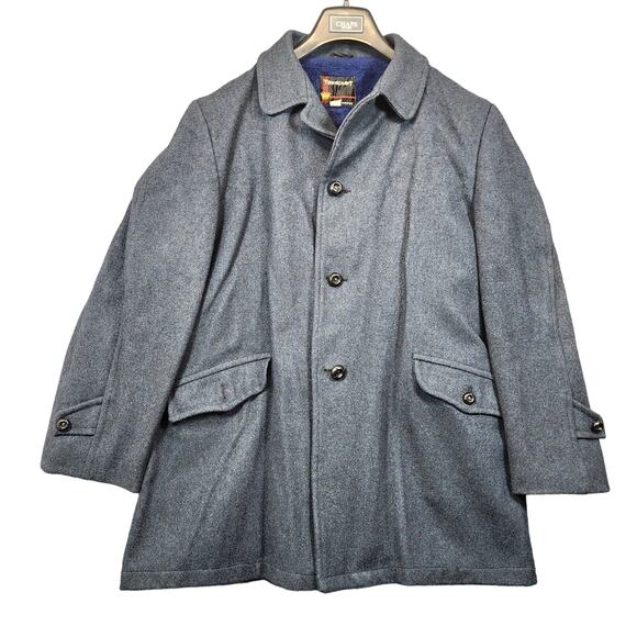 Vintage Towncraft Penneys Mens Coat 44 Navy Blue Lined Classic Grandpa 60s 70s